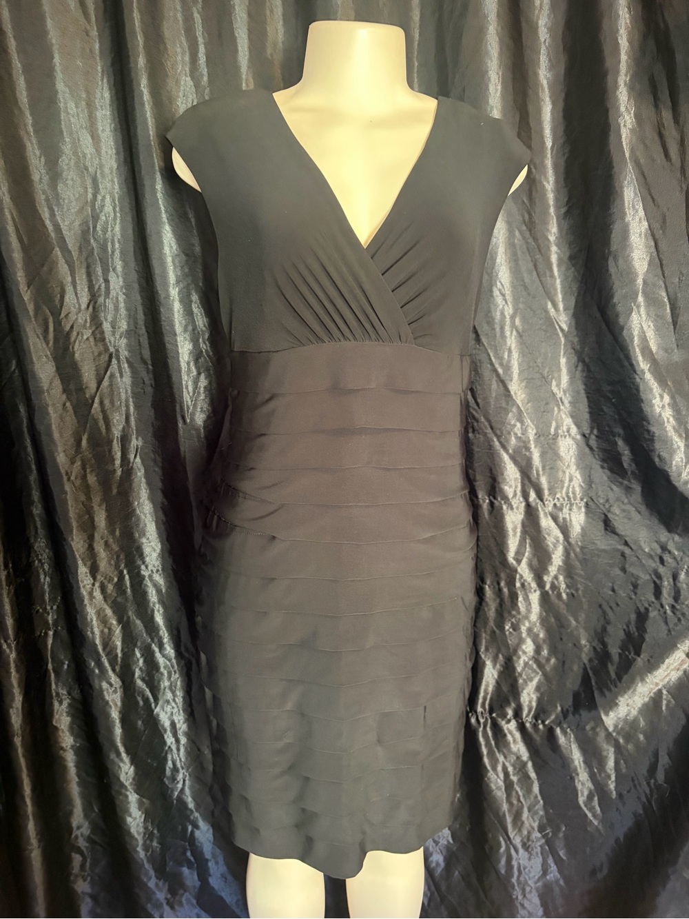 American Living Black V-Neck Tiered Sheath Dress